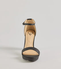Sparkle And Glow Glitter Mesh Platform Heels