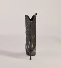 Sleek Stride Faux Leather Stiletto Western Boots