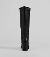 Edgy Chic Under-The-Knee Moto Platform Boots