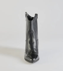 Edgy-Chic Faux Leather Western Booties