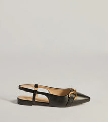 Luxe Allure Pointed-Toe Faux Leather Flats
