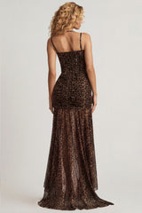 Ruched Asymmetric Corset Gown in Leopard Print