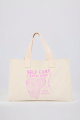 Oversized Canvas Tote Bag in Egg Shell