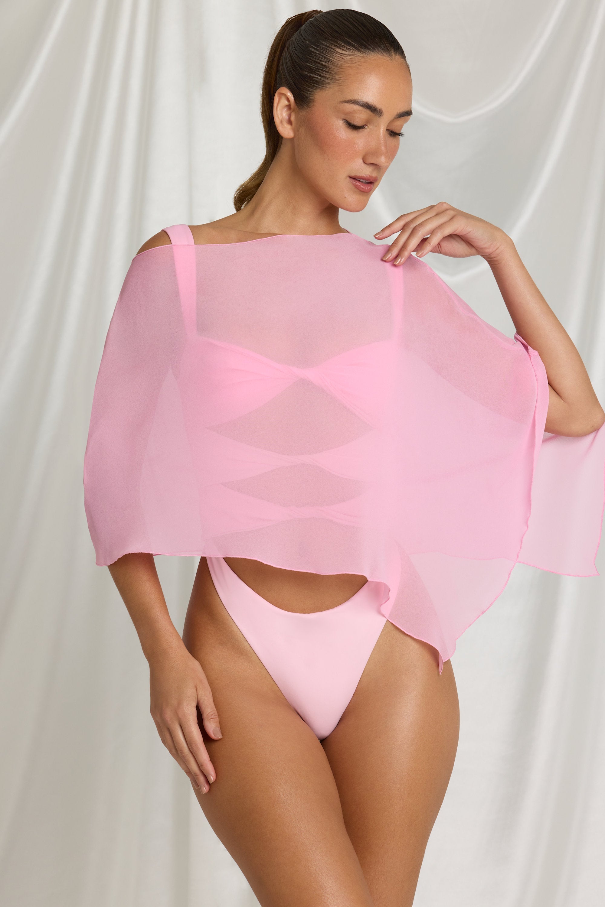Sheer Poncho in Candyfloss Pink