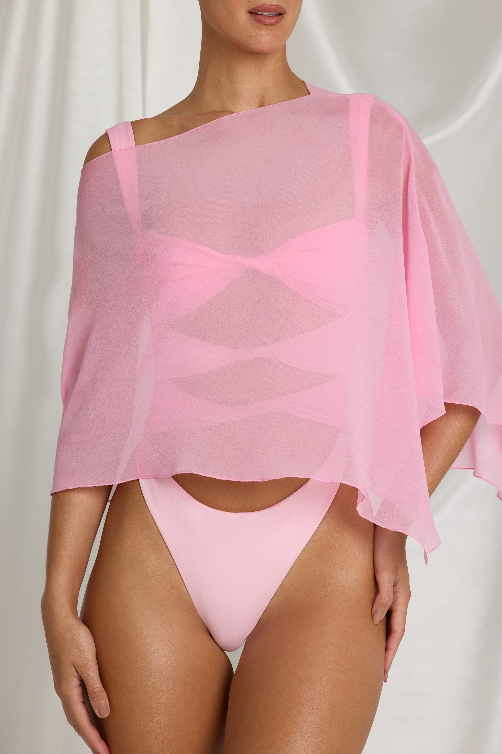Sheer Poncho in Candyfloss Pink