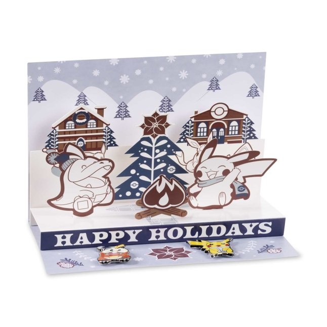 Pikachu & Fuecoco Pokémon Holiday Pins & Pop-Up Greeting Card