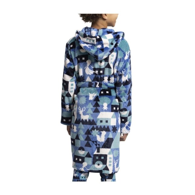 Winter Village Blue & Black Robe - Youth