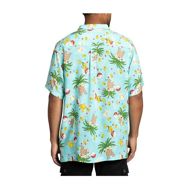 Pokémon Holiday Allover-Print Relaxed Button-Up Shirt - Adult