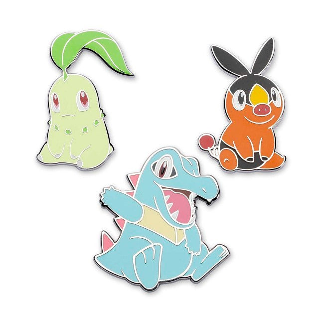 Chikorita, Tepig & Totodile Pokémon Pins (3-Pack)