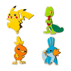 Pikachu, Treecko, Torchic & Mudkip Pokémon Pins (4-Pack)