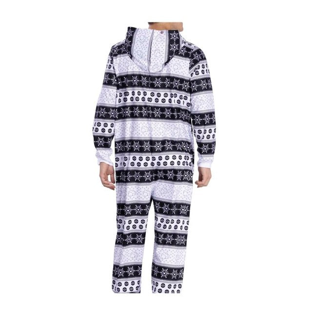Snom Holiday Snowflake Hooded One-Piece Pajamas - Adult