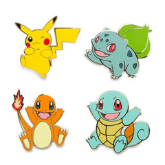 Pikachu, Bulbasaur, Charmander & Squirtle Pokémon Pins (4-Pack)