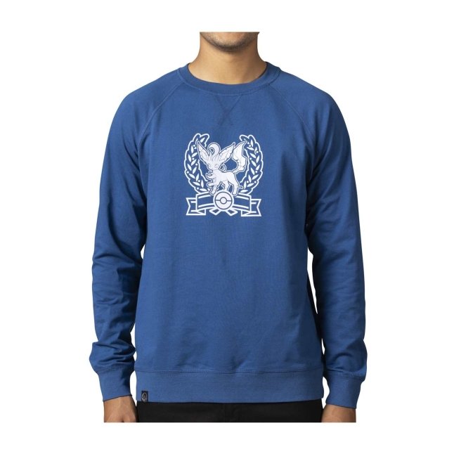 Leafeon Crest Pokémon Nature: Fall Blue Crew Neck Sweatshirt - Adult