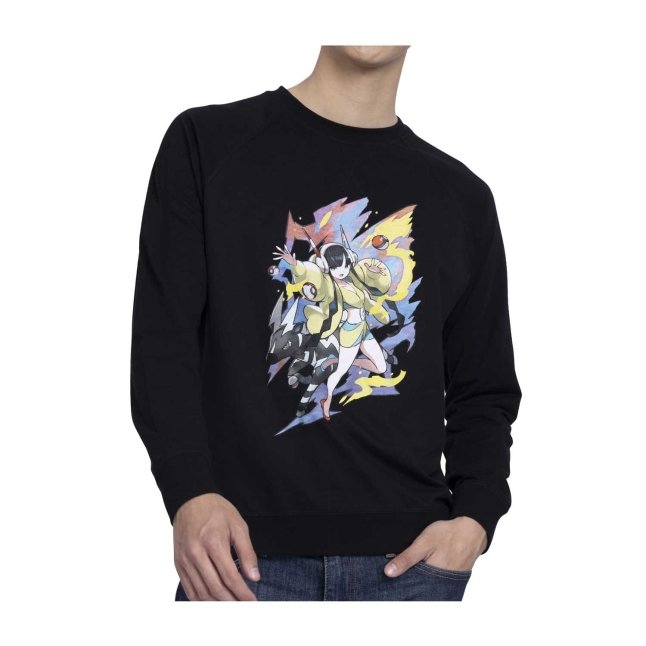 Elesa Pokémon Trainers Black French Terry Crew Neck Sweatshirt - Adult