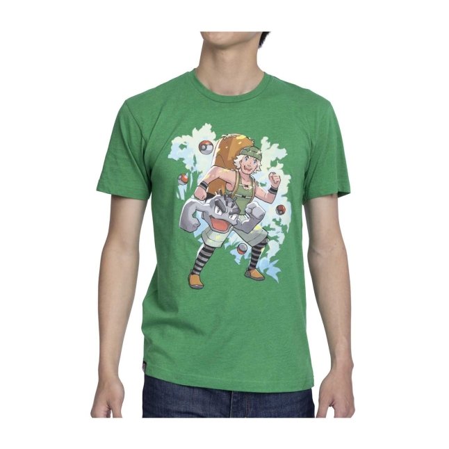Hiker Pokémon Trainers Green Relaxed Fit Crew Neck T-Shirt - Adult