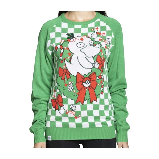 Psyduck Holiday Green Knit Sweater - Adult