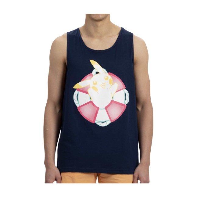 Pikachu Pokémon Summer Days Navy Fitted Tank Top - Men