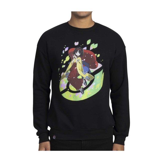 Erika Pokémon Trainers Black Oversize Drop-Shoulder Crew Neck Sweatshirt - Adult