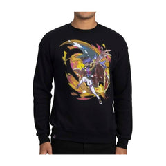 Leon Pokémon Trainers Black Oversize Drop-Shoulder Crew Neck Sweatshirt - Adult