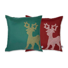Stantler Pokémon Winter Wonders Red & Green Throw Pillow Covers (2-Pack)