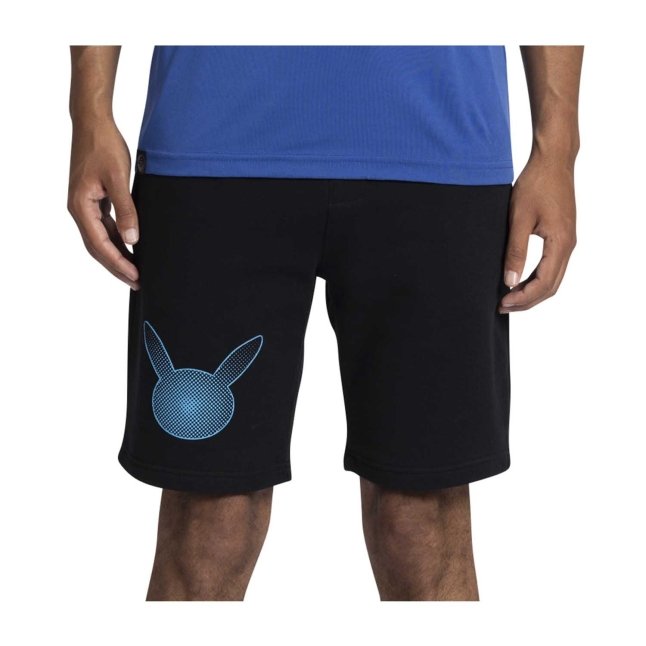 Pikachu Neon Pokémon Active Black & Blue Midweight Fleece Shorts - Men