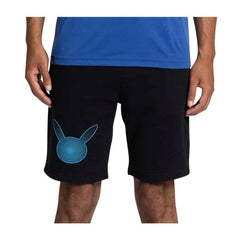Pikachu Neon Pokémon Active Black & Blue Midweight Fleece Shorts - Men