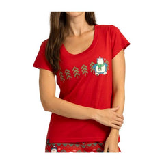 Snorlax Restful in Red Scoop Neck T-Shirt - Women