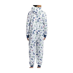 Snowy Silver Forest Hooded One-Piece Pajamas - Adult