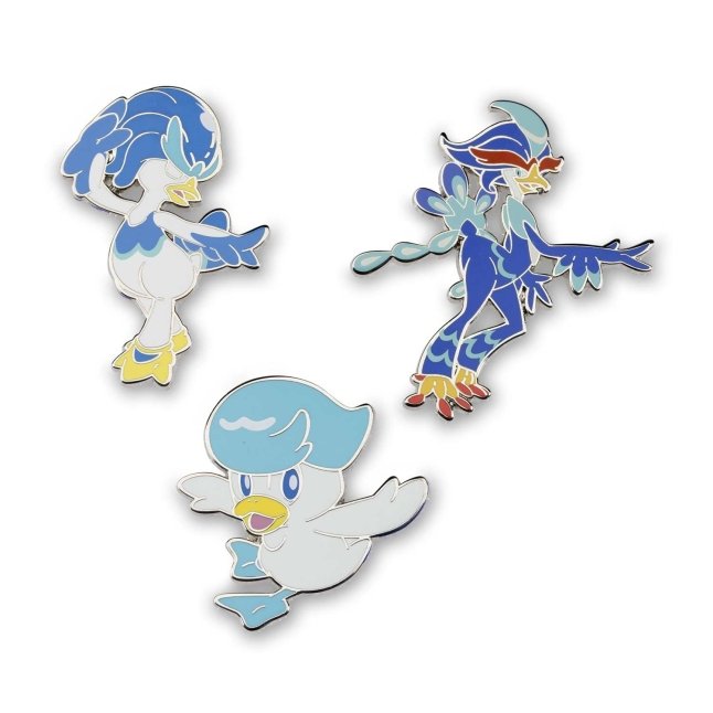 Quaxly, Quaxwell & Quaquaval Pokémon Pins (3-Pack)