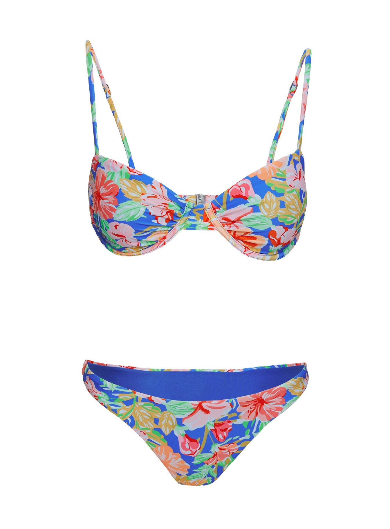 Ellie High Cut Bikini Bottoms Blue Floral