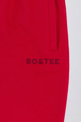 Soft Cotton Jersey Mid-Rise Wide-Leg Joggers in Hot Red