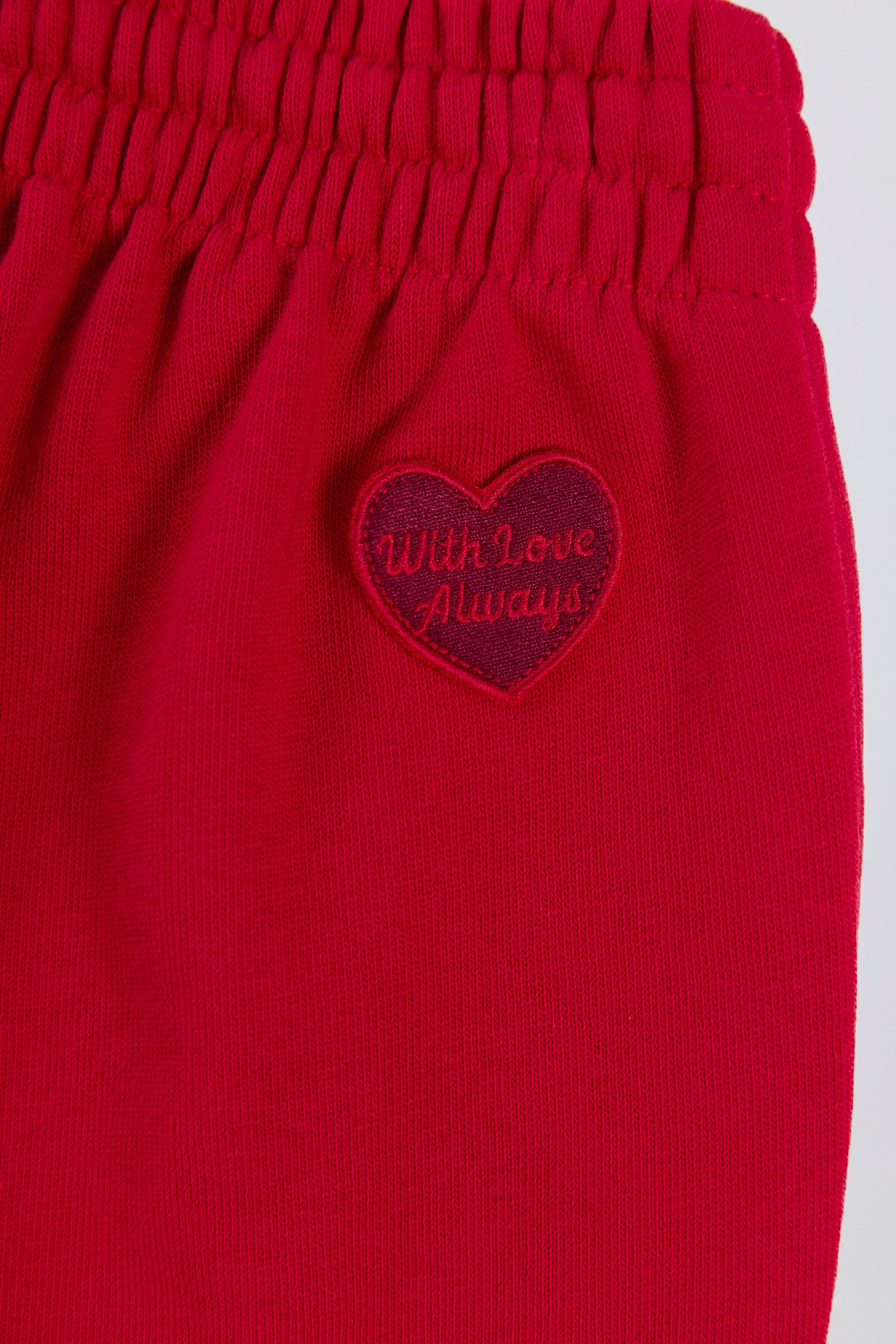Soft Cotton Jersey Mid-Rise Wide-Leg Joggers in Hot Red