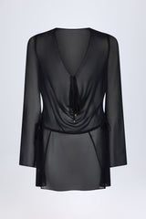 Cowl-Neck Mini Dress in Black